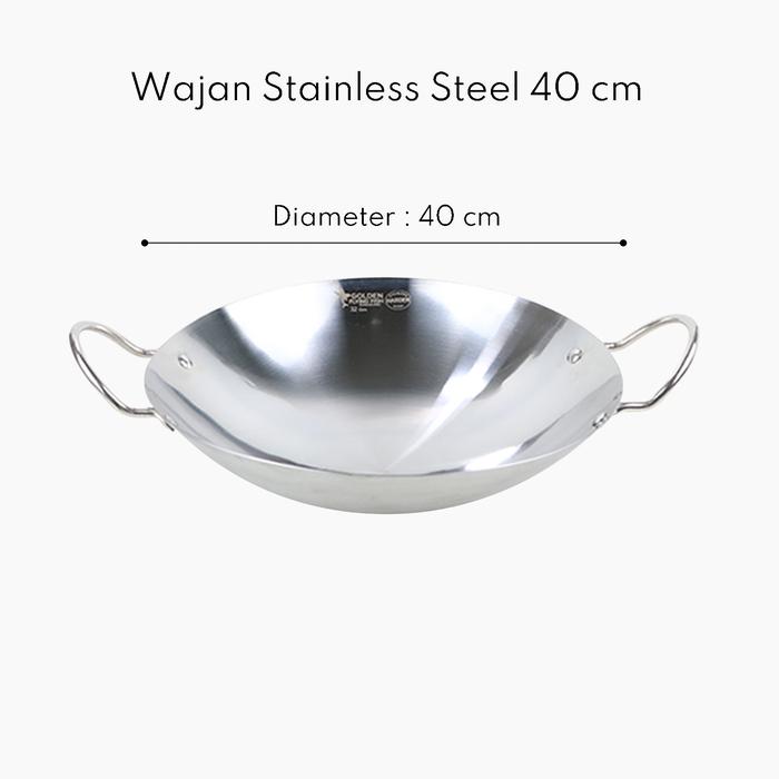 Gambar Wajan Stainless Steel - Wajan Harden - Kuali - Wajan Anti Lengket - Wajan 40cm dari Prumu undefined Tokopedia