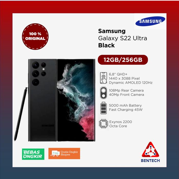 Gambar SAMSUNG Galaxy S22 Ultra 12+256gb 12+512gb Garansi Resmi - Black, 12+256gb dari BENTECH SHOP undefined Tokopedia