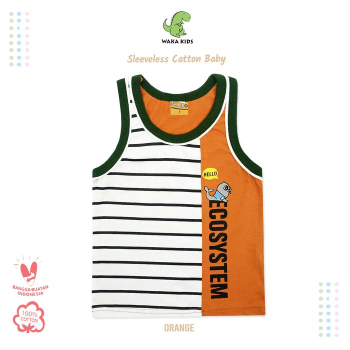 Gambar Wakakids Kaos Anak Laki Laki Atasan Baju Singlet Stripe Ecosystem 4030 - Orange, 1 dari Wakakids undefined Tokopedia