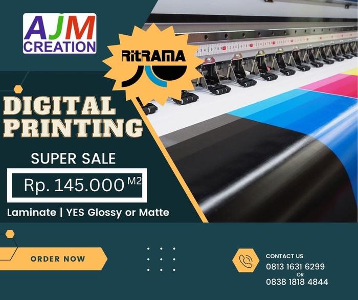 Jual Custom Digital Printing Sticker RITRAMA Meteran LAMINASI TERBAIK