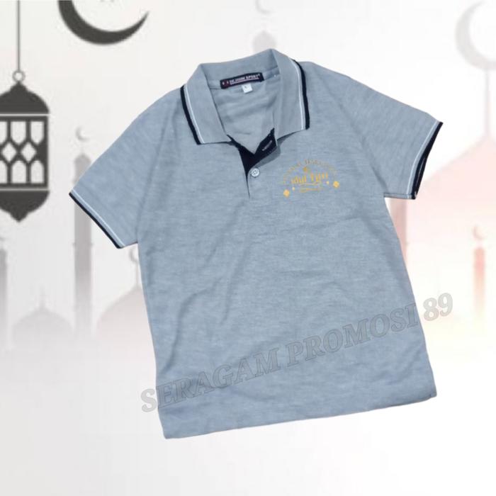 Gambar Baju Lebaran Anak Laki 3 Tahun - 11 Tahun Kaos kerah IDUL FITRI Unisex - Abu Muda(02), Idul Fitri=XL dari MASTER SERAGAM undefined Tokopedia