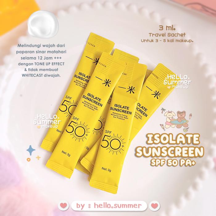 Gambar SUNSCREEN Mini Sachets Isolate Face Sun Screen SPF 50 PA+ 3gr Sunblock - Sunscreen Sache dari hellosummermakeupmall undefined Tokopedia