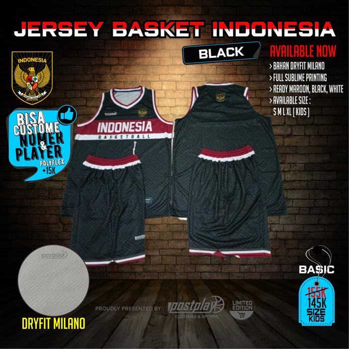 Gambar Jersey Basket Anak / Kids Indonesia Full Printing - Hitam, S dari POSTPLAY CLOTHING undefined Tokopedia