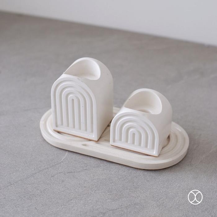 Gambar CONCREATE Candle & Tealight Holder Set Nubia Home Decor Tempat Lilin - Putih dari Concreate living undefined Tokopedia