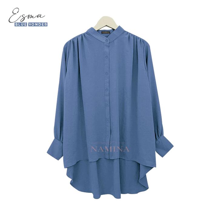 Gambar Kemeja Casual Polos Linen - Blue Younder, Reguler dari Namina Fashion_NEW undefined Tokopedia