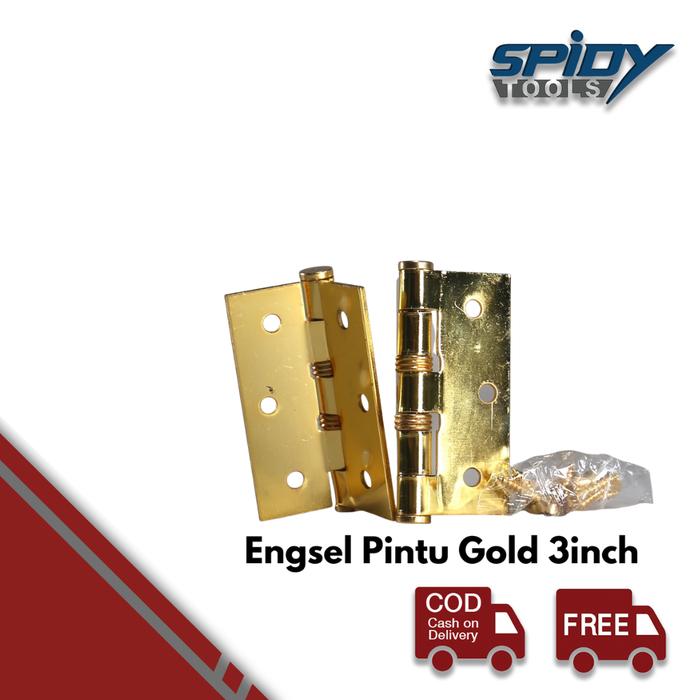 Gambar Engsel Pintu Tebal Stainless Gold Satin Set Beserta Skrup Ball Bearing - Gold 3inch dari MST TOOLS undefined Tokopedia
