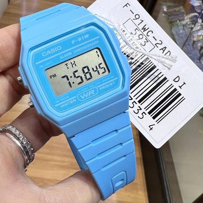Gambar Jam Casio Digital Pria/Wanita/Anak Original F-91WC - Biru Muda dari Watch S undefined Tokopedia