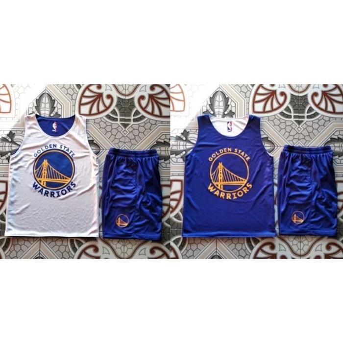 Gambar JERSEY+CELANA BASKET GSW (GOLDEN STATE WARRIORS) REVESIBLE BIRU-PUTIH - biru-putih, S dari SPORT KJ undefined Tokopedia