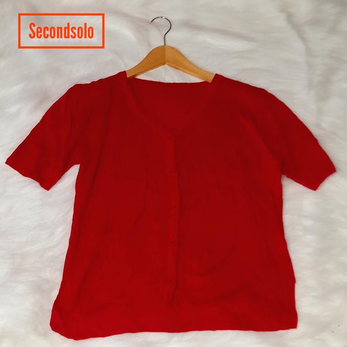 Gambar Atasan Rajut Merah Pendek dari Second Solo undefined Tokopedia