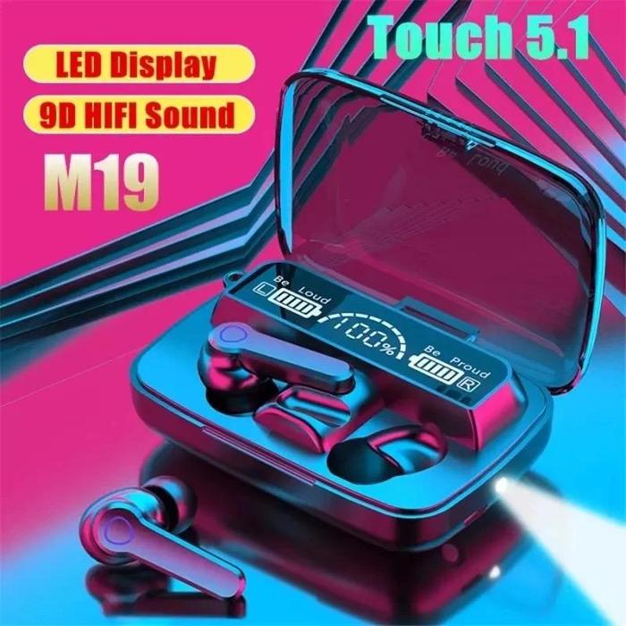 Gambar Panzy HEADPHONE BLUETOOTH 5.1 EARBUD M19 TWS NIRKABEL LED DIGITAL dari Panzyshop undefined Tokopedia