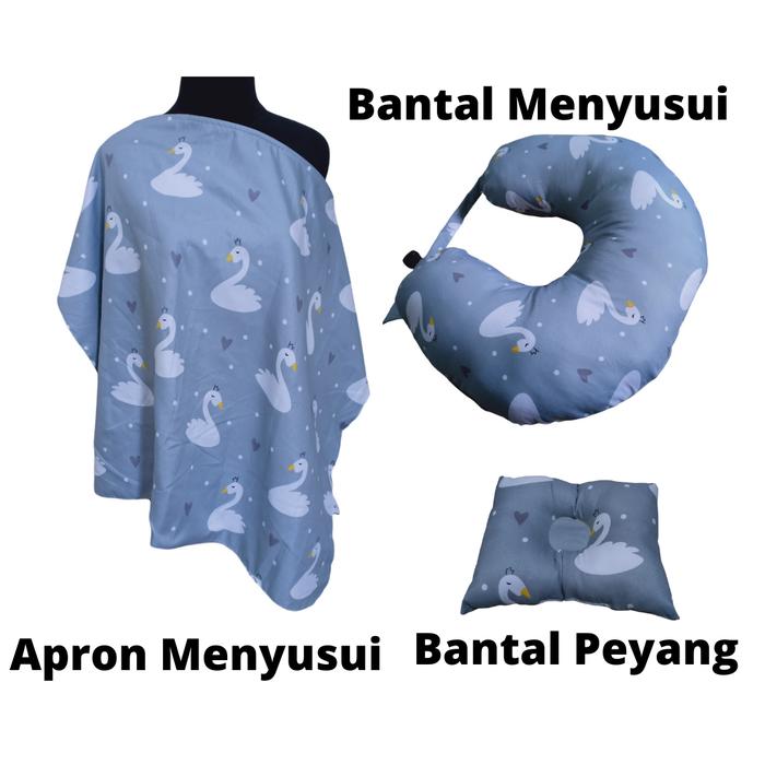 Gambar PAKET Bantal Menyusui - Apron Menyusui - Bantal Peyang PALING MURAH - Grey Swan dari Rumah Asi undefined Tokopedia
