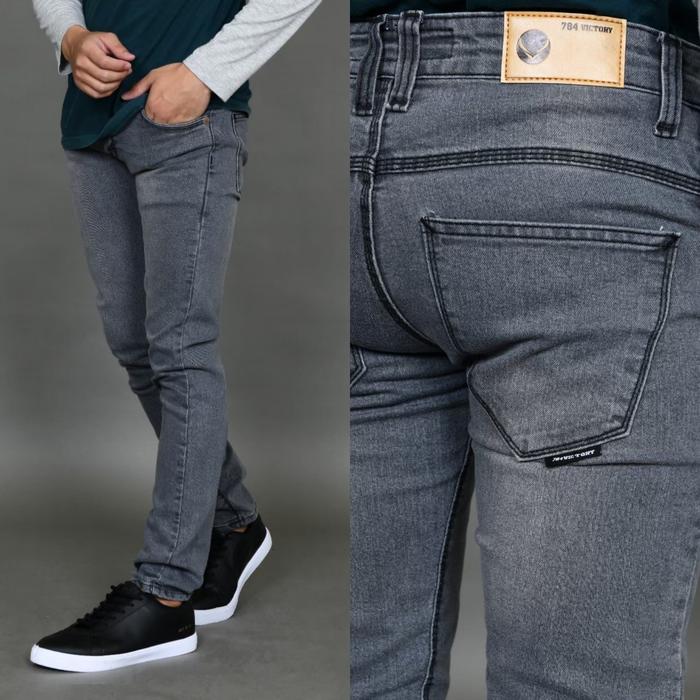 Gambar Celana Jeans Pria Slim Fit Stretch Abu-abu VICTORY 784 - Abu-abu, S dari PELABUHAN - JEANS undefined Tokopedia