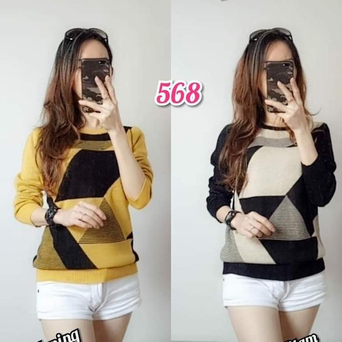 Gambar blus atasan rajutan wanita fashion - Hitam dari Chrystaline undefined 5 Tokopedia