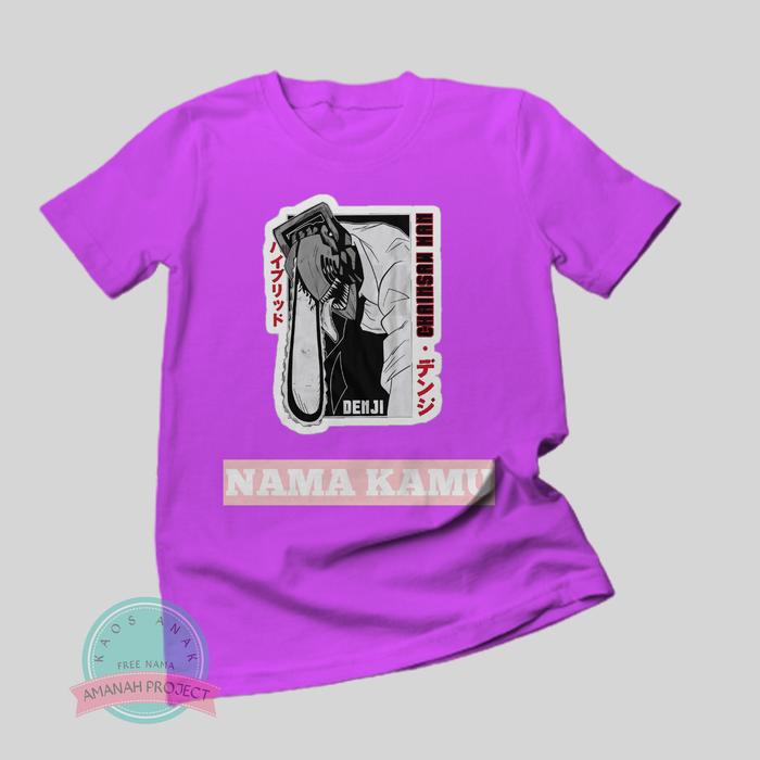 Gambar Baju Kaos Anak Custom Gambar Denji Chainsaw Man Bahan Premium - Ungu, XXL dari AMANAH PROJECTS undefined Tokopedia