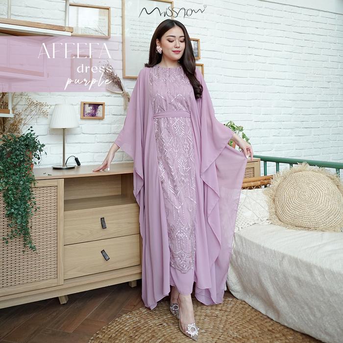 Gambar Miss Nomi - Afeefa Kaftan Ceruty / Baju Hijab / Kaftan Lebaran / Muslim bordir gamis maxi Wanita Dress Pesta Mewah Syari Kondangan Dewasa Simple Remaja Crinkle Airflow Rayon - PURPLE, FREE SIZE dari Miss Nomi undefined Tokopedia