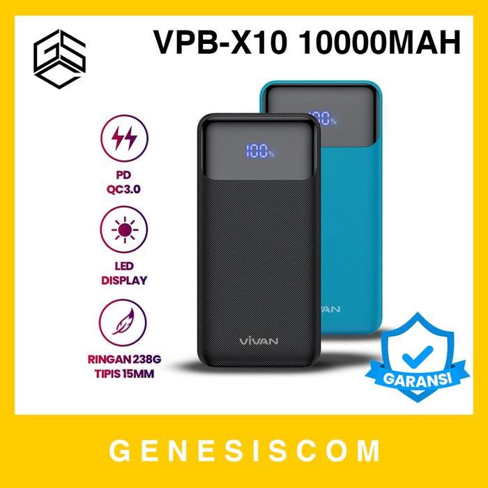 Jual Powerbank 10000mAh VIVAN VPB-X10 LED 20W Fast Quick Charge