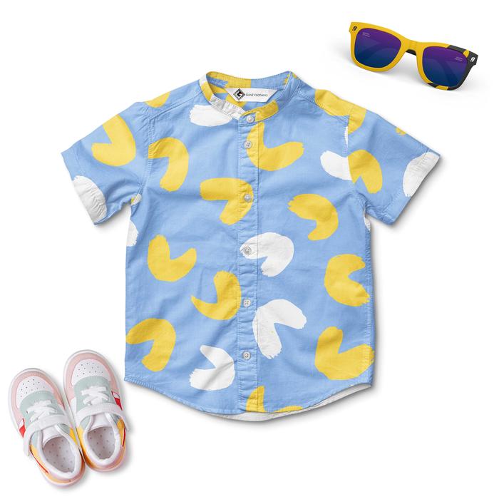 Gambar Kemeja Anak Premium - Cute shapes pastel multicolour - Biru, L dari Ganz Cloth undefined Tokopedia