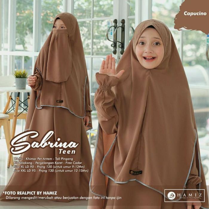 Gambar Baju Gamis Anak Sabrina Set Cadar dan Hijab Usia 9-12tahun Best Seller - Cappucino dari Morisaiki undefined Tokopedia