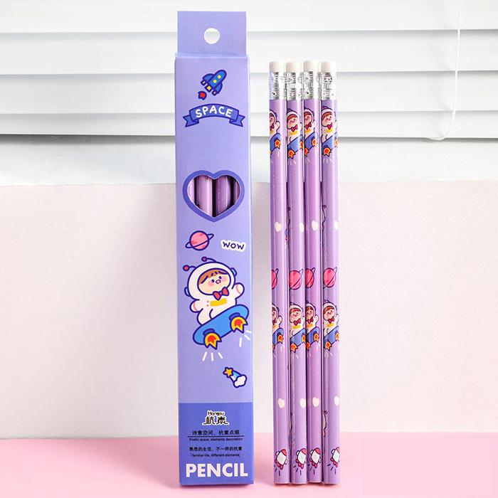 Gambar 4 Pcs Pensil HB Lucu Stationery Set Bear Pink Blue Kado Souvenir - Ungu dari Cardtoony undefined Tokopedia