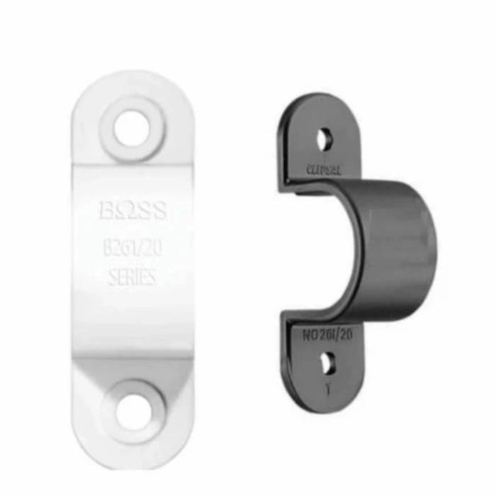 Gambar Klem / Clamp Pipa PVC Conduit Boss 20mm Klem Pipa Boss isi 100 pcs - Putih dari Priority Kabel undefined Tokopedia