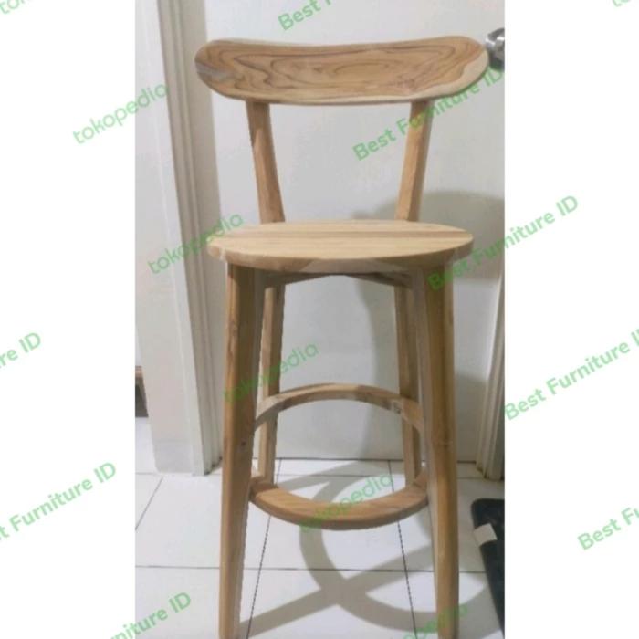 Gambar Kursi Bar Stool Bulat Jati Minimalis - Kursi Bar Cafe Bundar - Non finishing dari Best Furniture ID undefined Tokopedia