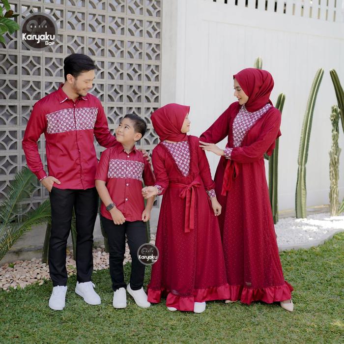 Gambar Couple Gamis Keluarga Terbaru (Ada Anak nya) - Maron, Gamis anak (M) dari D.E.A Batik undefined Tokopedia