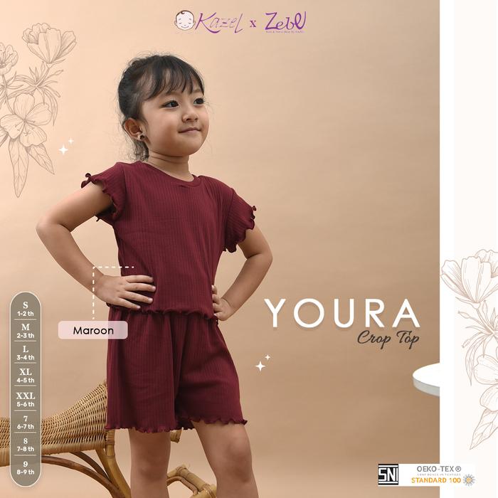 Gambar Kazel x Zebe Youra Crop Top (1-9 tahun) - Maroon, 6-7 tahun dari Zebewearofficial undefined Tokopedia