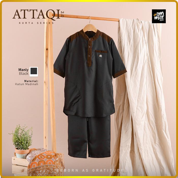 Gambar Setelan Baju Koko Kurta Anak Laki Laki Usia 3-12 Tahun Lengan Pendek - Manly Black, S dari Amaira Ecommerce undefined Tokopedia