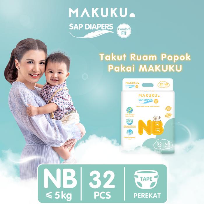 Gambar MAKUKU Air Diaper Comfort & Slim Pants Popok Pospak Tape / Celana - FIT-TAPE,NB32 dari Dear Goods 2 undefined Tokopedia