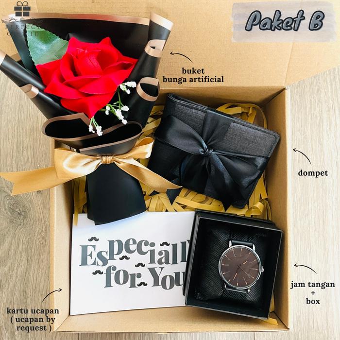 Gambar KADO ULANG TAHUN COWOK KADO VALENTINE HAMPERS COWOK DOMPET JAM HADIAH - B dari Perfect Gift ID undefined Tokopedia