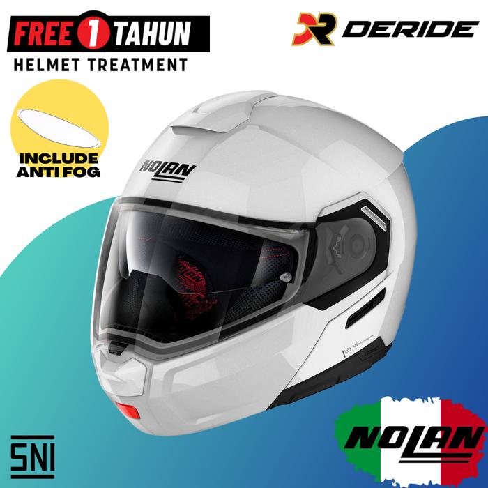 Gambar HELM NOLAN N90-3 N-COM HELM MODULAR SNI HELM MOTOR N903 903 90.3 - METAL WHITE 005 dari DeRide Official Shop undefined Tokopedia