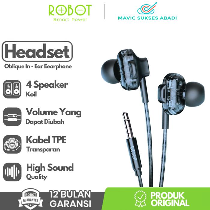 Promo ROBOT RE30 In-Ear Earphone Wired Headset Dual Speaker Garansi Thn  Hitam di Ramsobnoo Tokopedia