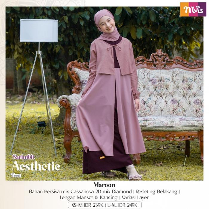 Gambar Sale Gamis remaja Aesthetic Maroon - maroon, XS dari Nibras House Store undefined Tokopedia
