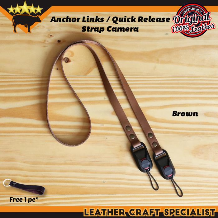 Gambar LEATHER STRAP CAMERA QUICK RELEASE ANCHOR LINKS STRAP CAMERA EXCLUSIVE - BROWN, 100 CM dari QUEQU SHOP undefined Tokopedia