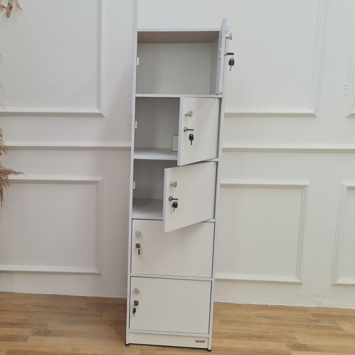Gambar RAK BUKU CABINET RAK SERBAGUNA BEDSIDE LOKER RAK 5 SUSUN LEMARI BAYI - 5 PINTU PUTIH dari ALFATWIN undefined Tokopedia
