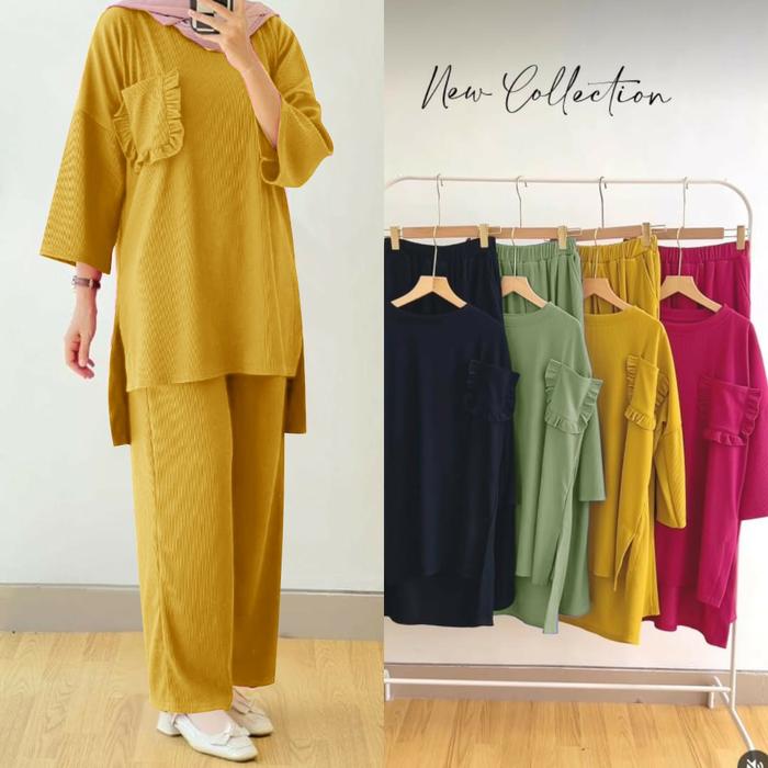 Gambar SETELAN RAJUT PREMIUM IMPORT SET ATASAN DAN CELANA KULOT-VELO RAJUT - MUSTARD, XXL dari EmiliaTshop undefined Tokopedia