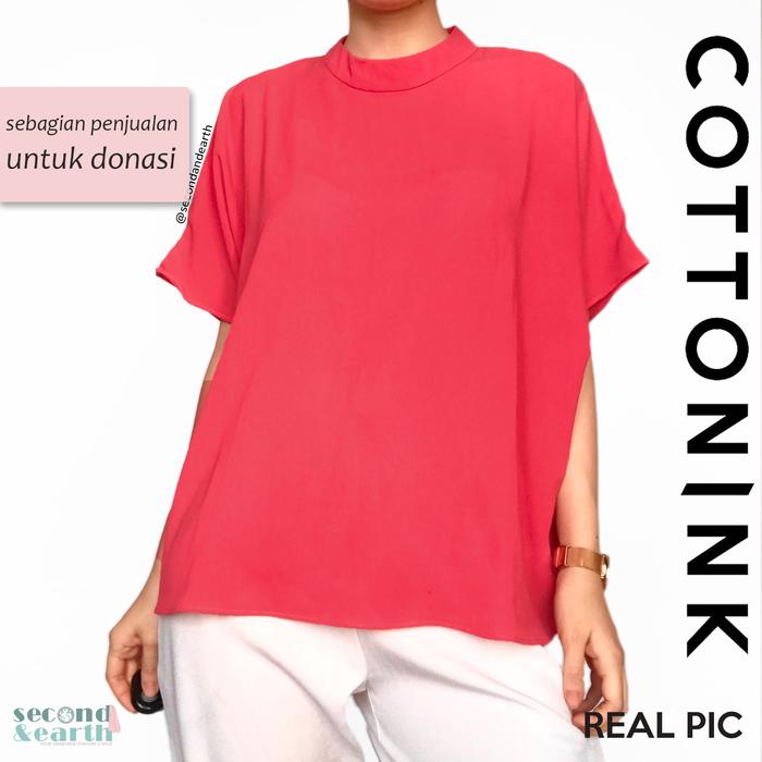 Gambar Preloved Cottonink Oversized Blouse M-L Atasan Loose Crepe Fuchsia dari SecondAndEarth undefined Tokopedia