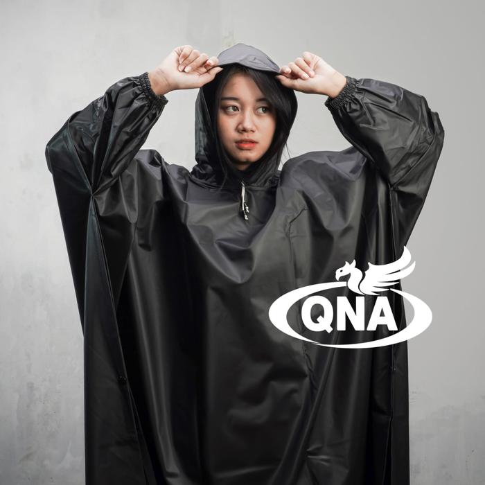 Gambar JAS HUJAN, RAINCOAT PONCO LENGAN/KELELAWAR DEWASA PRIA WANITA By QNA - Hitam, All Size dari Angger Collection undefined Tokopedia