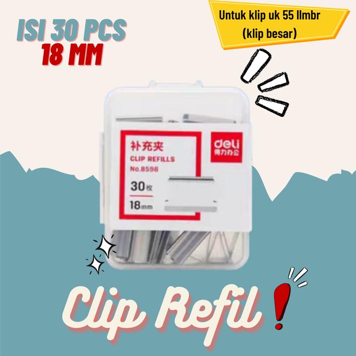 Gambar Deli Klip Kertas (ukuran besar) 55 lembar kertas - Refil dari Felicia Stationery undefined Tokopedia