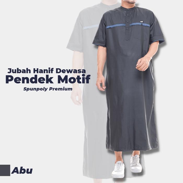 Gambar Jubah Hanif Pendek Motif Spun Poly Premium Baju Gamis Pria Lengan Pendek Abu Nyaman untuk Shalat dan Sehari-hari - Abu-abu, S dari Baju Berkah Store undefined Tokopedia