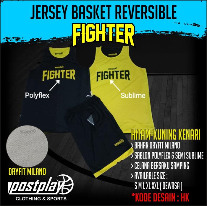 Gambar JERSEY BASKET BOLAK BALIK REVERSIBLE STELAN FIGHTER - HITAM-KUNING, S dari POSTPLAY CLOTHING undefined Tokopedia