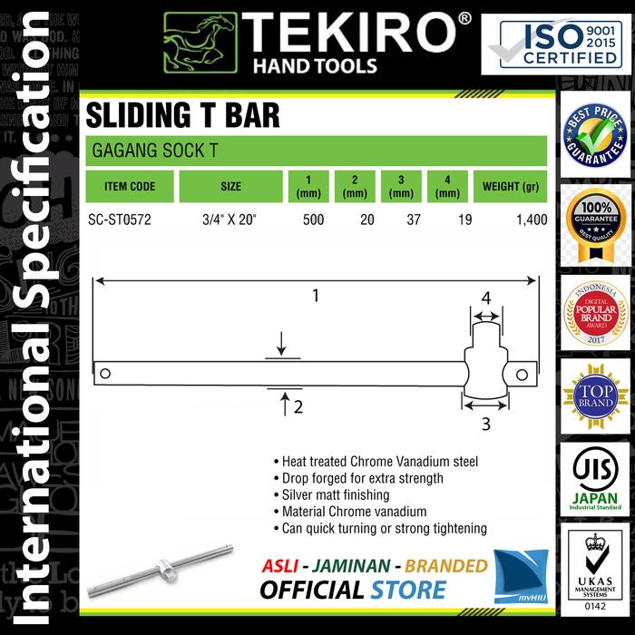 Gambar Gagang Soket Geser 3/4" inch - Kunci Sliding Sock Socket Handle TEKIRO - 20 inch dari myHIU Official Store undefined Tokopedia