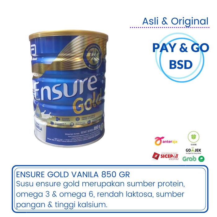 Gambar ENSURE GOLD VANILA VANILLA 850 GR SUSU NUTRISI DEWASA RENDAH LAKTOSA dari PAY&GO BSD undefined Tokopedia
