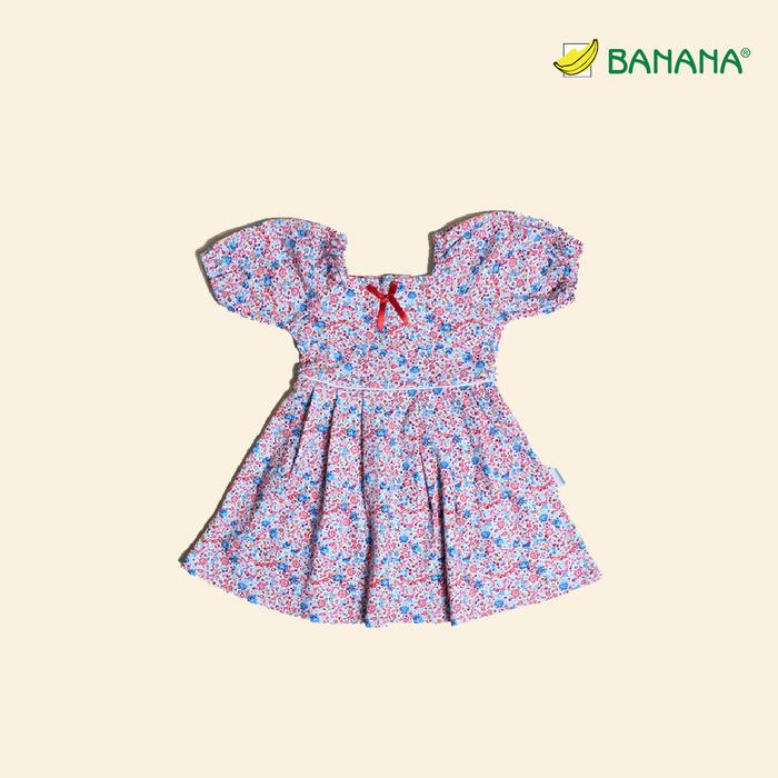 Gambar BANANA Dress Bayi Perempuan Begonia Lengan Pendek Pita Satin - Merah, S dari BANANA Official Store Kota Administrasi Jakarta Timur Tokopedia