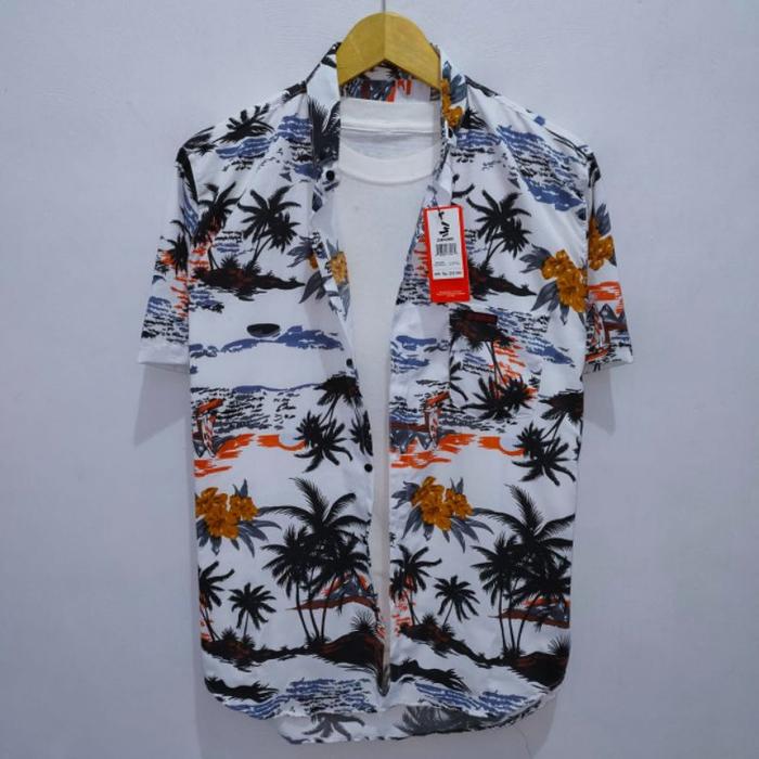 Gambar PROMO Kemeja Pria Motif Lengan Pendek/Kemeja Surfing - Pantai Putih, M dari Rosebrang.id undefined Tokopedia