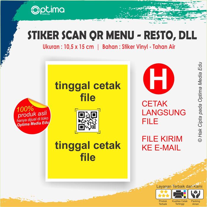 Gambar Cetak Stiker Scan QR Code / Barcode Menu Resto/Kafe/warung makan/dll - H dari Optima Media Edu undefined Tokopedia