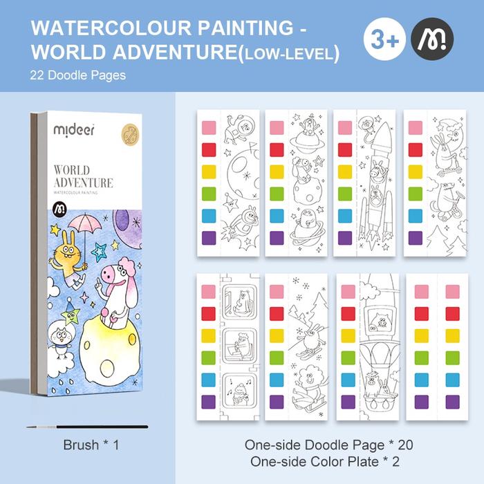 Gambar Mideer Watercolor painting book colouring buku cat air mewarnai anak - World Adventure dari OPI FOR YOU undefined Tokopedia