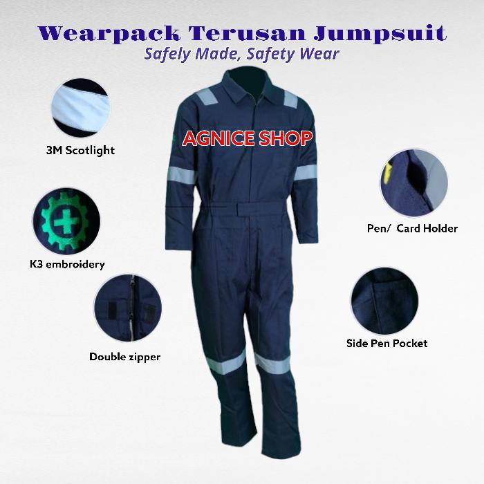 Gambar Wearpack Safety Model Jumpsuit Overall Seragam Kerja Pabrik Proyek - NavyDongker, XXL dari AGNICE Shop undefined Tokopedia