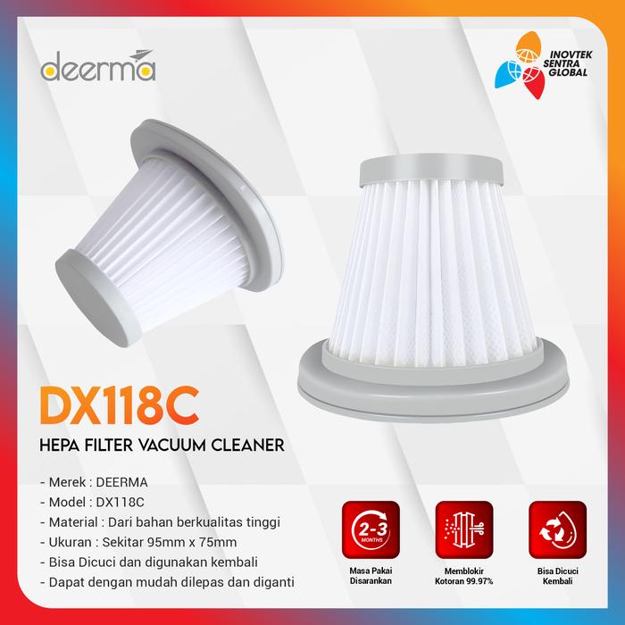 Gambar Hepa Filter For Deerma Vacuum Cleaner DX118C dari Inovtek Sentra Global undefined Tokopedia