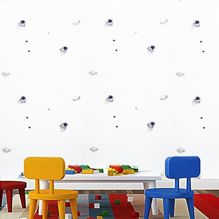 Gambar Wallpaper Foam Linen Roll Wallpaper Dinding - Dekorasi Kamar Tidur - Astronot dari homewallpaperr undefined Tokopedia